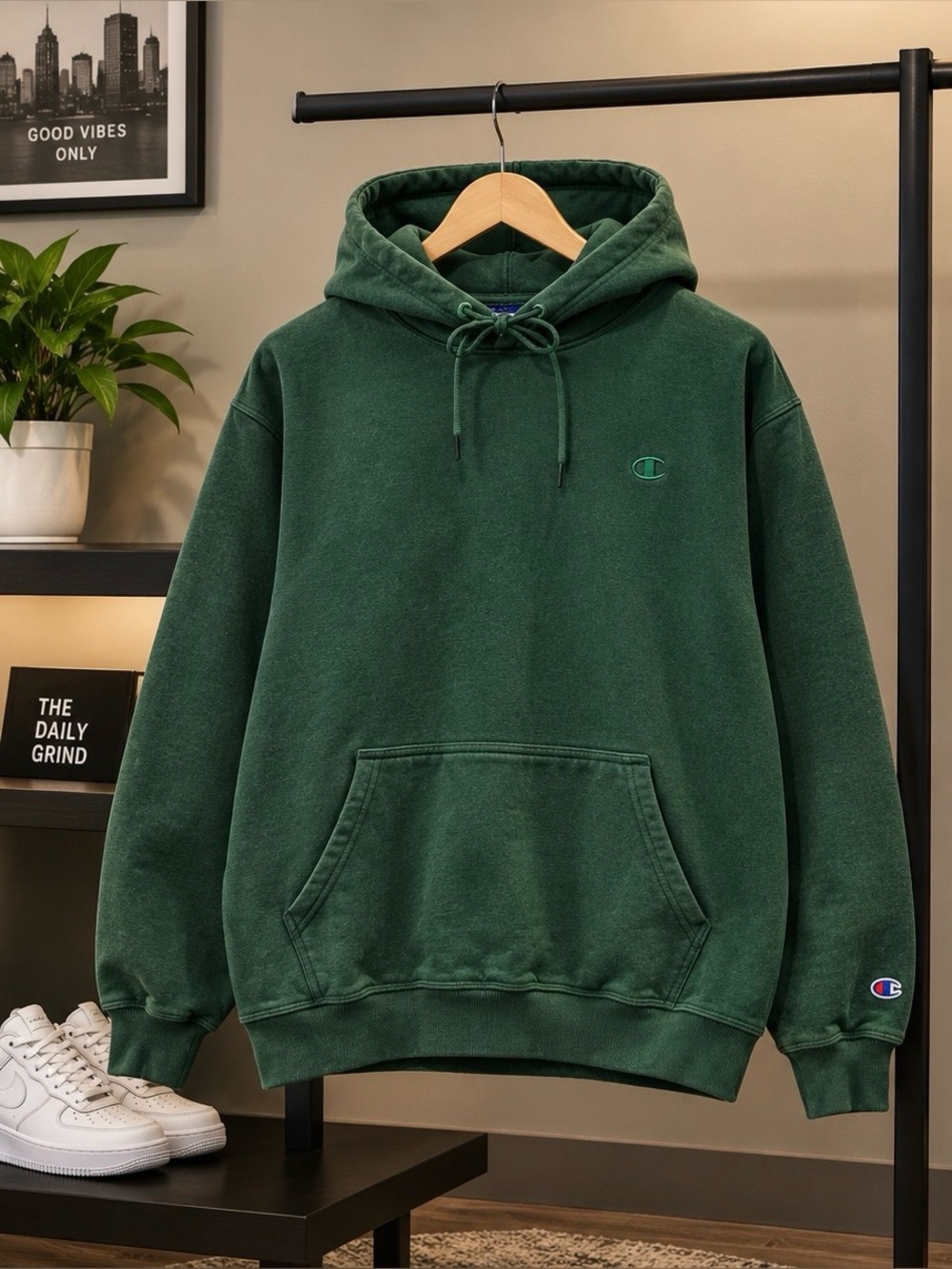 Champion Dark Green Pullover Hoodie